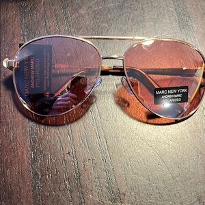 Marc New York Gold Aviator Sunglasses with Gradient Lenses